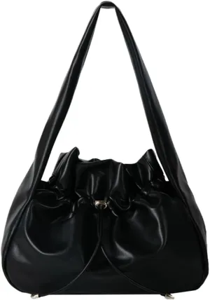 Fashion Shoulder Bag for Women Large Vegan Leather Tote Purse Bucket Handbag Pleated Top Handle Satchel