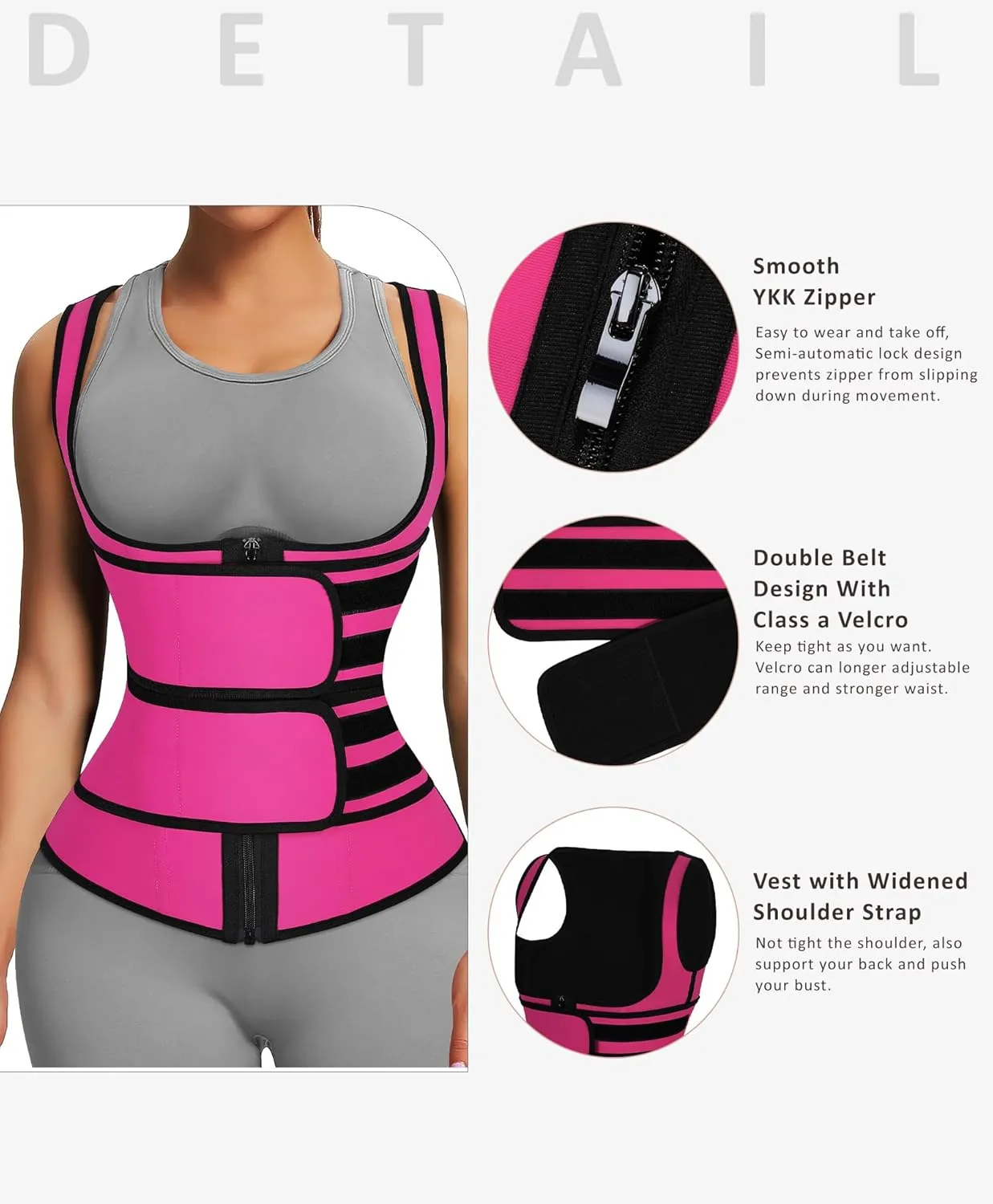 FeelinGirl Latex Waist Trainers Vest for Women Plus Size Waist Cincher Corset Two Belts Zipper 9 Steel Bones