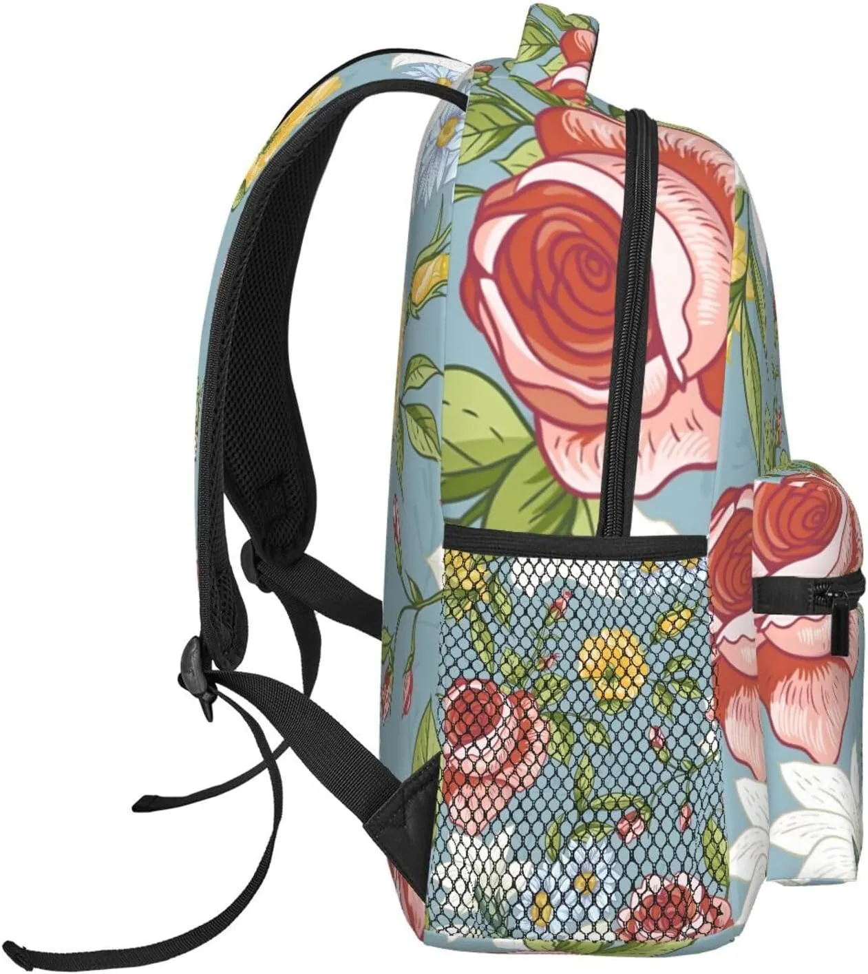 Flower Travel Laptop Backpack Women Lightweight Backpack Adjustable College Backpack Fits 15.6 Inch Laptop Waterproof Travel Backpack for Work, Women, Men, Travel -Rose