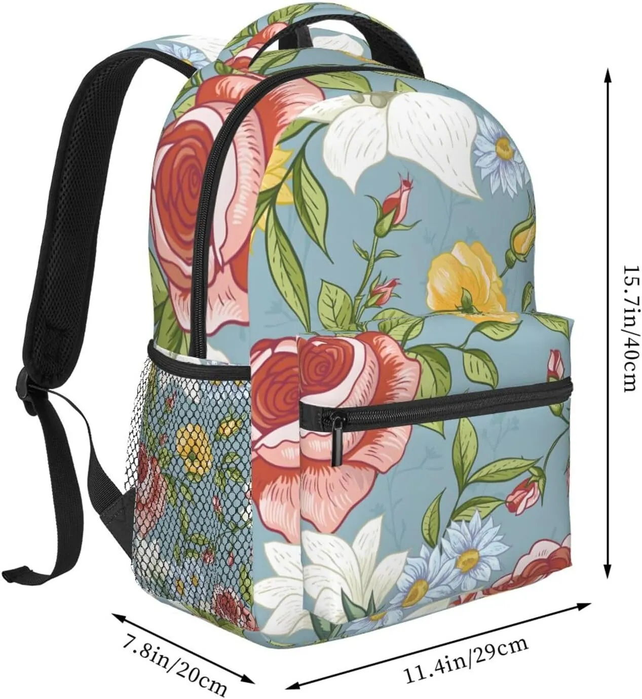 Flower Travel Laptop Backpack Women Lightweight Backpack Adjustable College Backpack Fits 15.6 Inch Laptop Waterproof Travel Backpack for Work, Women, Men, Travel -Rose
