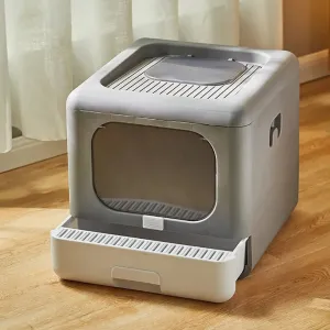 Foldable Enclosed Cat Litter Box Scoop Tray