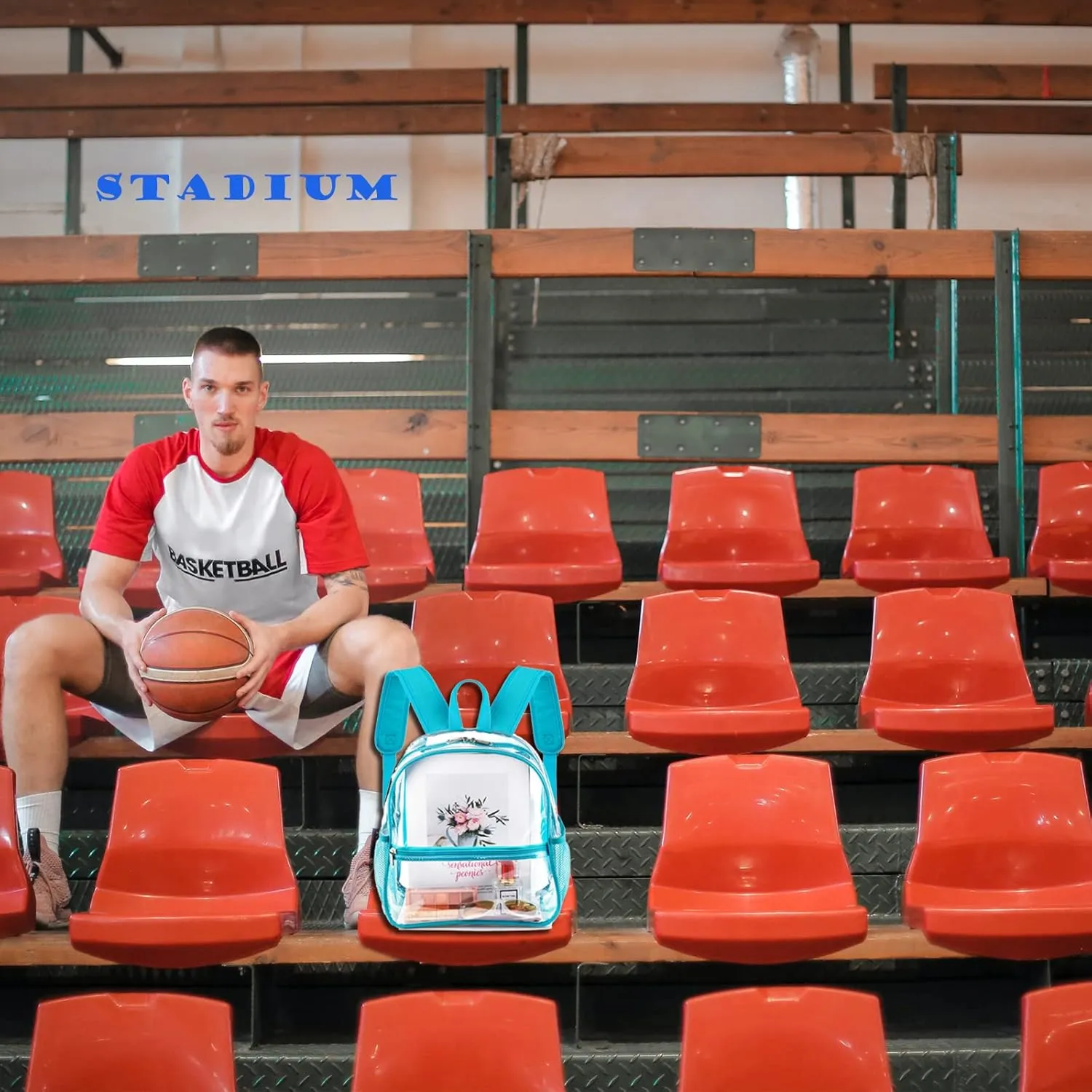 Fomaris Stadium Approved Clear Backpack 12x12x6, Small See Through Mini Plastic Concert Backpack (Turquoise)