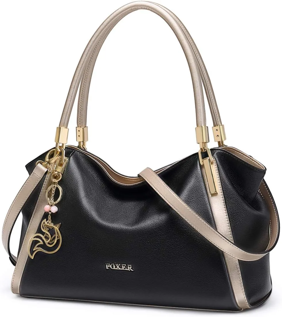 FOXLOVER Leather Handbags for Women, Genuine Leather Lady Top-handle Totes Women's Fashion Crossbody Bags Carryall Purses