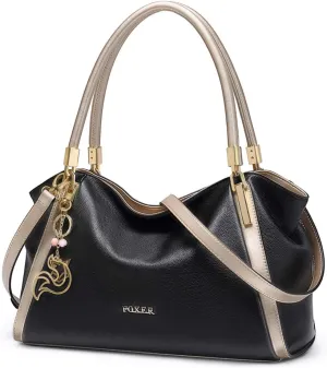 FOXLOVER Leather Handbags for Women, Genuine Leather Lady Top-handle Totes Women's Fashion Crossbody Bags Carryall Purses