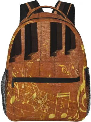 Funny Cute Piano Notes Lightweight Laptop Backpack Lightweight Multipurpose Travel Casual Daypack Unisex College Backapcks for Men Women Adults Hiking Traveling Camping