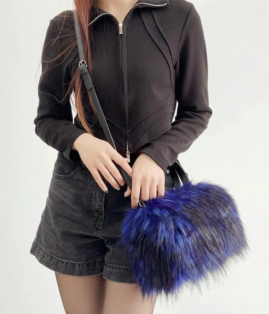 Furry Tote Bag for Women Faux Fur Shoulder Crossbody Bag Y2k Purse Fluffy Large Fuzzy Handbags Soft Top Handle Satchels