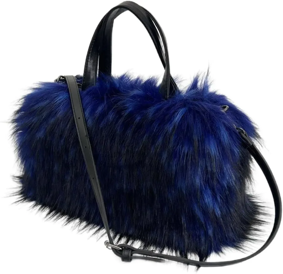 Furry Tote Bag for Women Faux Fur Shoulder Crossbody Bag Y2k Purse Fluffy Large Fuzzy Handbags Soft Top Handle Satchels