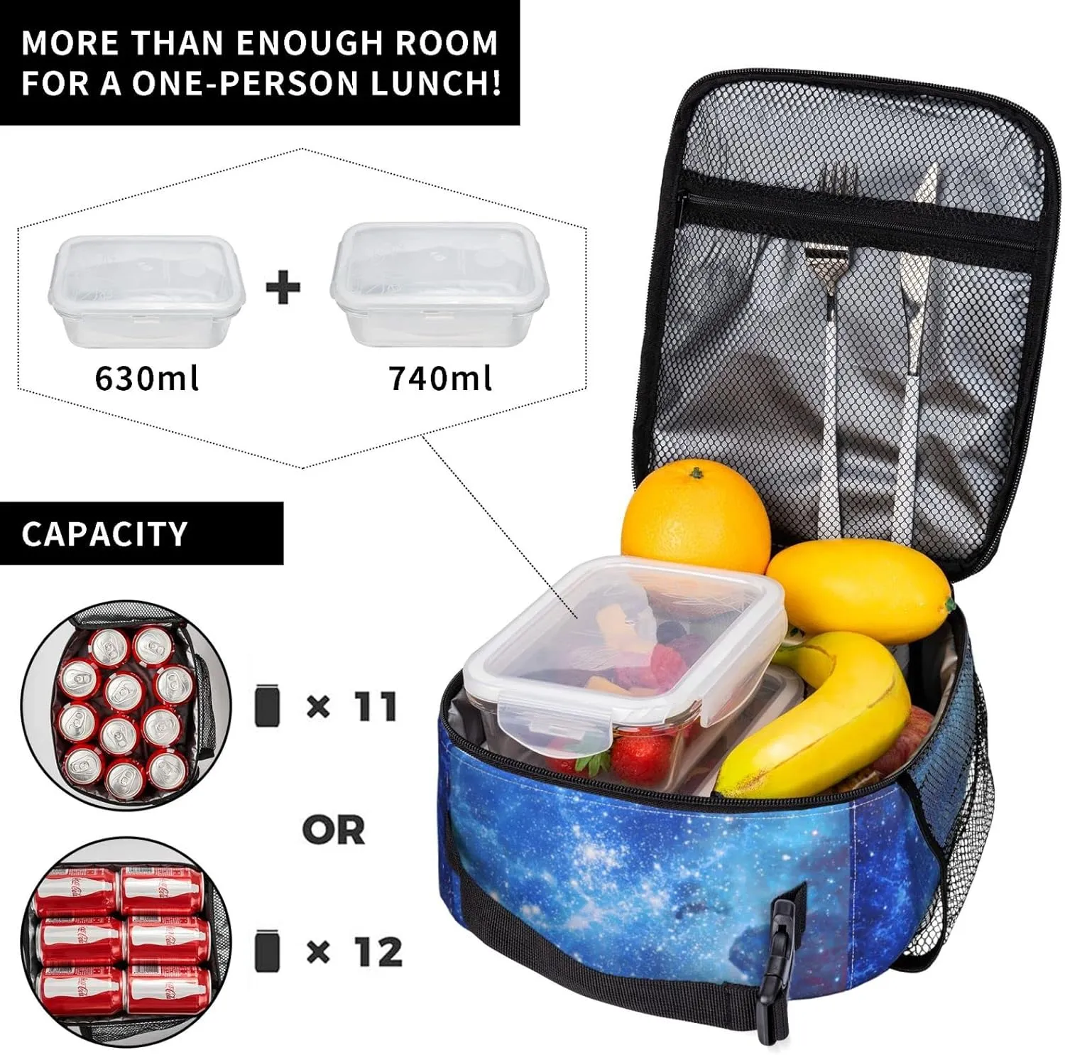 Galaxy Lunch Box Reusable Insulated Totes Lunch Bag Thermal Cooler For Boy Girls School Men Women Travel Beach Picnic