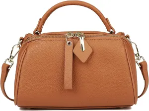 Genuine Leather Boston Bags for Women, Crossbody Bags Vintage Top Handle Satchels for Ladies with Adjustable Strap