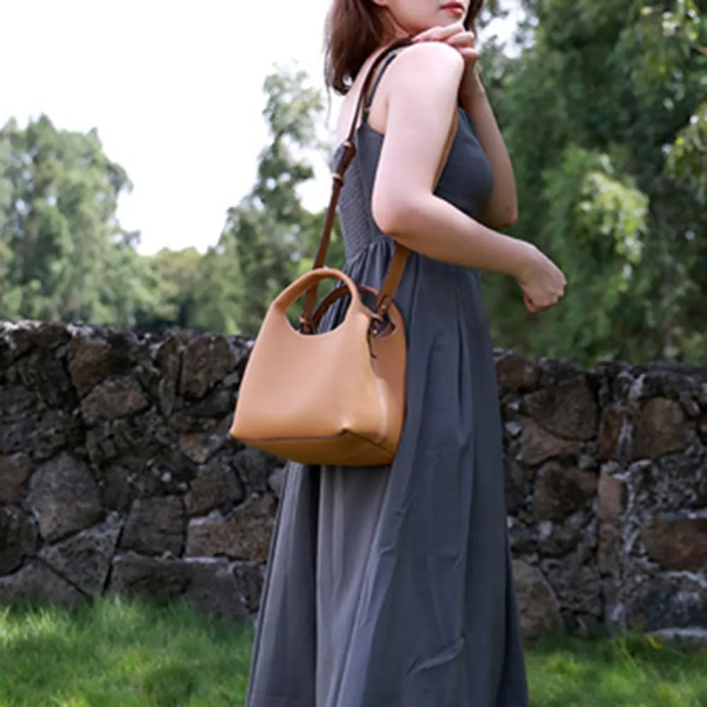 Genuine Leather Bucket Tote Bag Hobo Crossbody Bags for Women Trendy Purses Handbags Shoulder Purse Everyday Purse