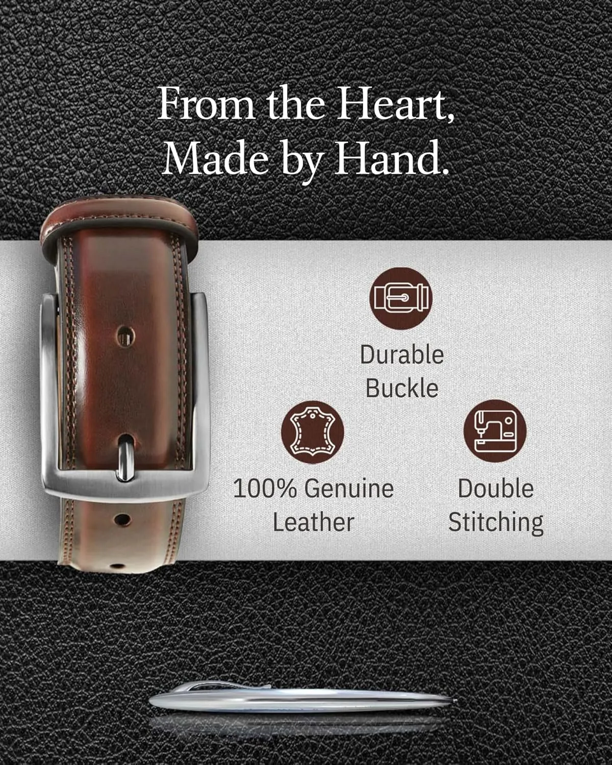 Genuine Leather Dress Belts For Men - Mens Belt For Suits, Jeans, Uniform With Single Prong Buckle - Designed in the USA