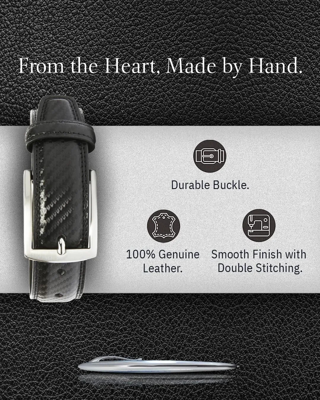 Genuine Leather Dress Belts For Men - Mens Belt For Suits, Jeans, Uniform With Single Prong Buckle - Designed in the USA