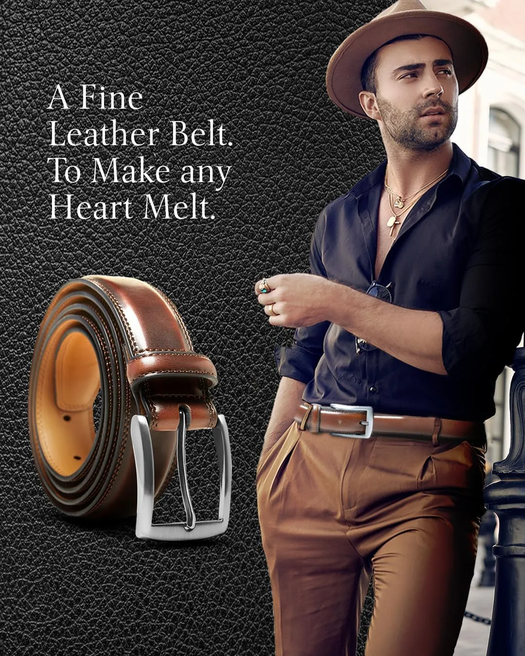 Genuine Leather Dress Belts For Men - Mens Belt For Suits, Jeans, Uniform With Single Prong Buckle - Designed in the USA