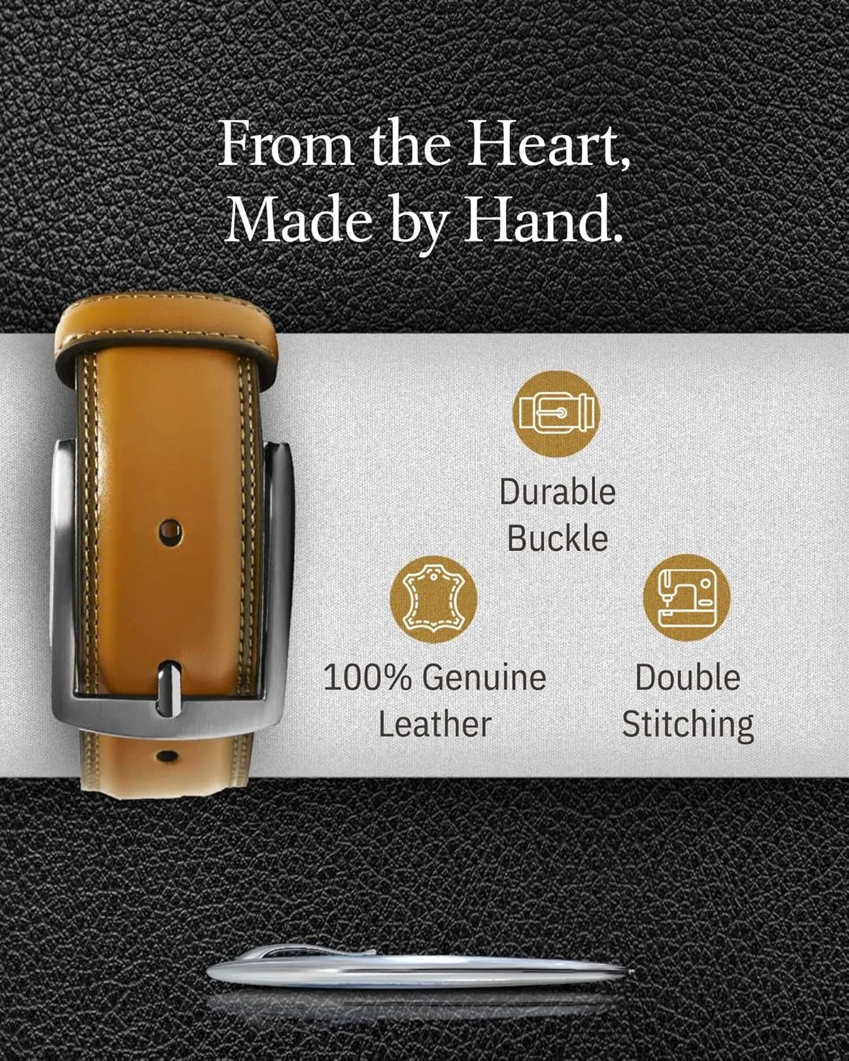 Genuine Leather Dress Belts For Men - Mens Belt For Suits, Jeans, Uniform With Single Prong Buckle - Designed in the USA