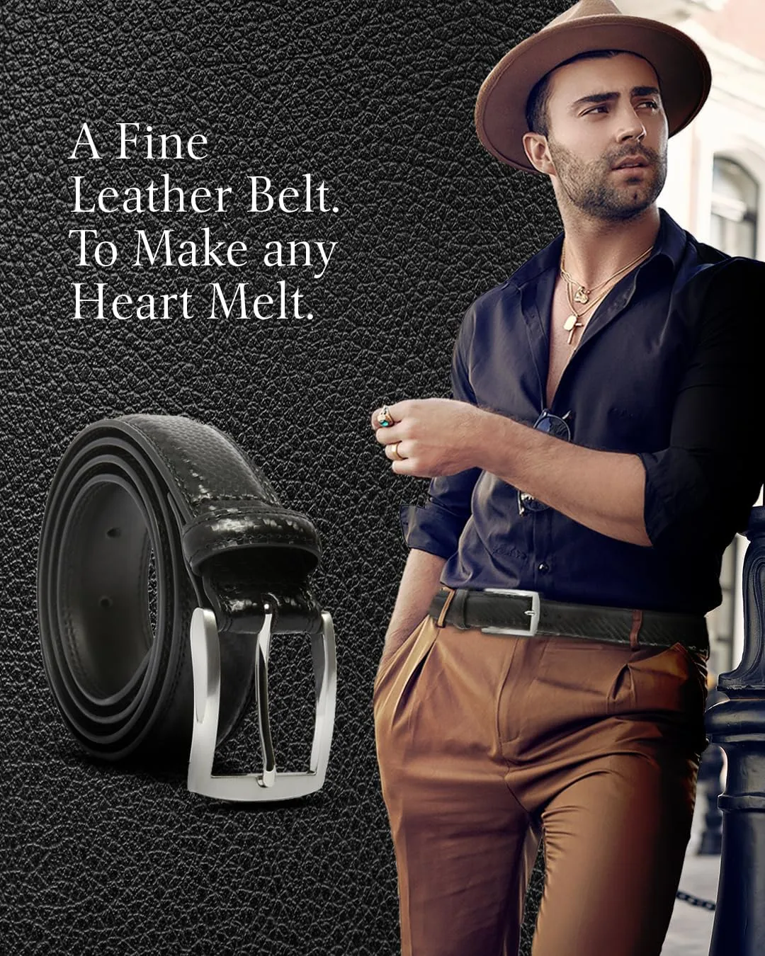 Genuine Leather Dress Belts For Men - Mens Belt For Suits, Jeans, Uniform With Single Prong Buckle - Designed in the USA