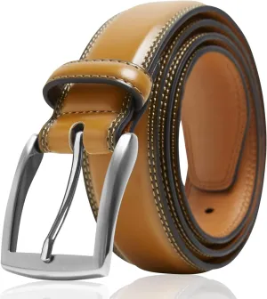Genuine Leather Dress Belts For Men - Mens Belt For Suits, Jeans, Uniform With Single Prong Buckle - Designed in the USA