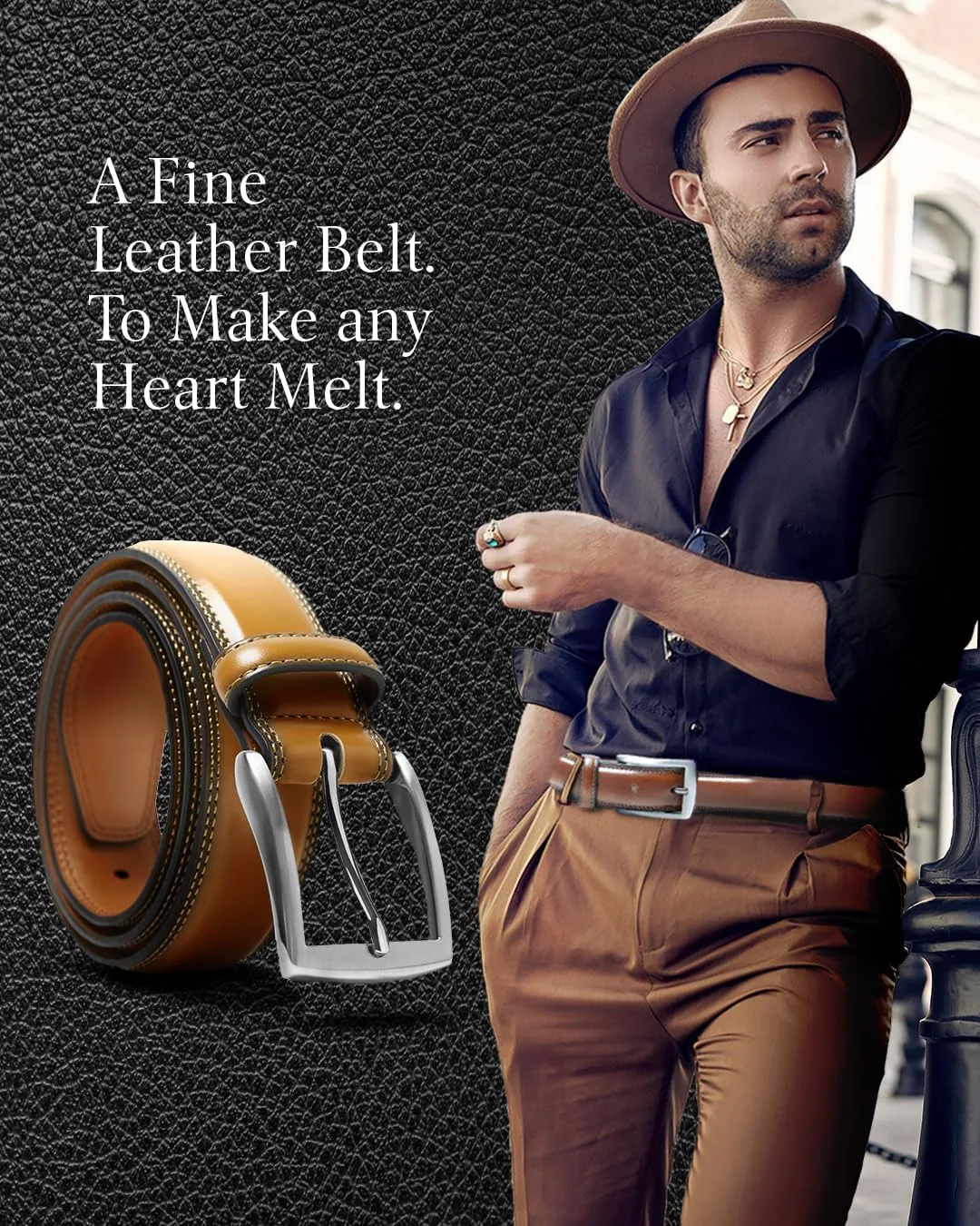 Genuine Leather Dress Belts For Men - Mens Belt For Suits, Jeans, Uniform With Single Prong Buckle - Designed in the USA