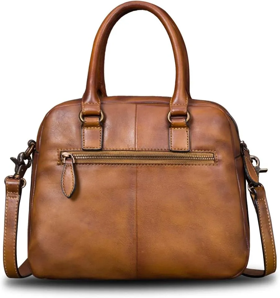 Genuine Leather Satchels for Women Top Handle Bags Handmade Vintage Crossbody Bag Purses Shoulder Bag