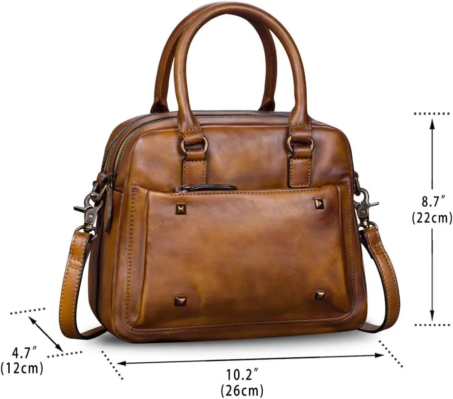 Genuine Leather Satchels for Women Top Handle Bags Handmade Vintage Crossbody Bag Purses Shoulder Bag