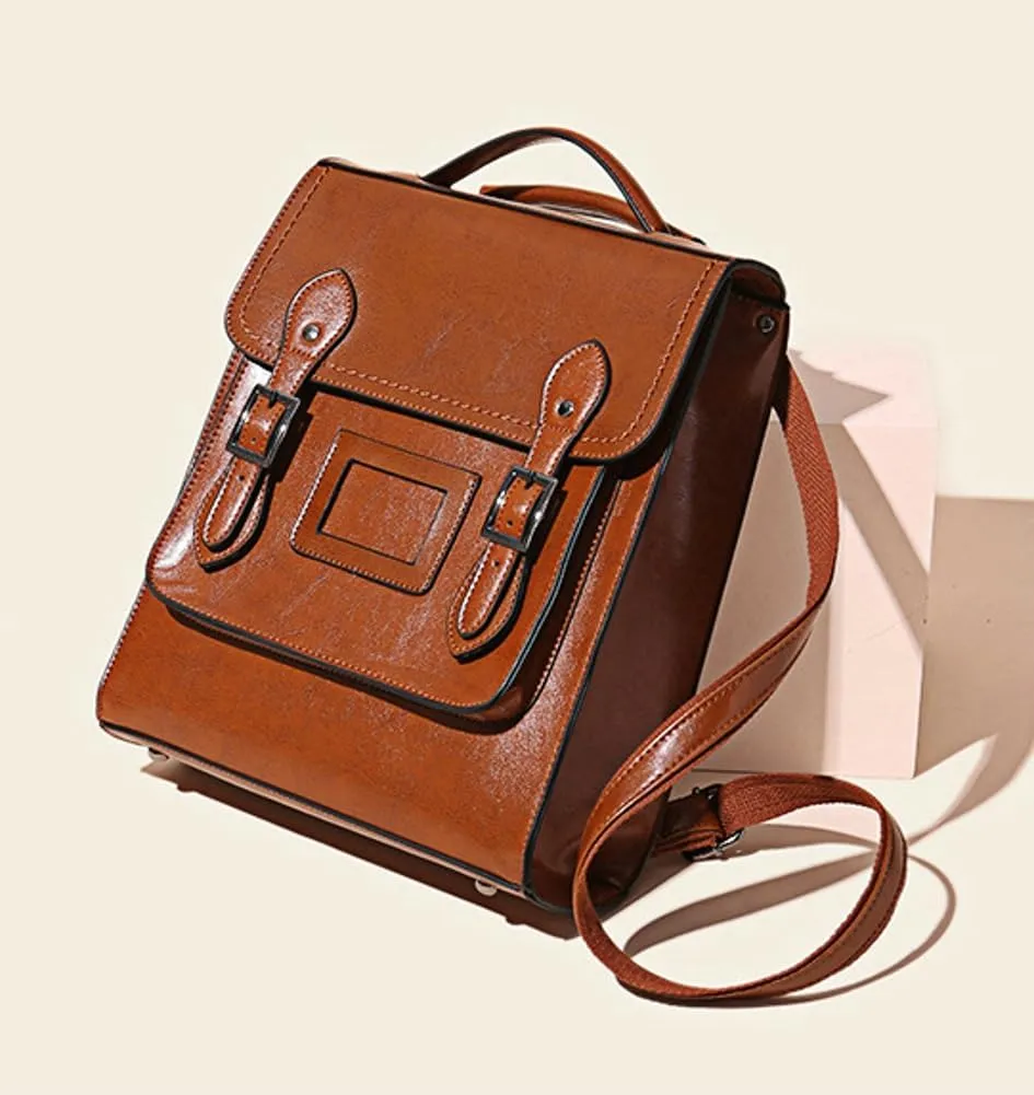 Genuine Leather Shoulder Bag for Women Convertible Backpack Handbag Multifuction Tote Bag Vintage Large Satchels