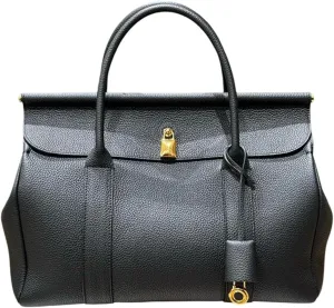 Genuine Leather Tote Bag for Women, Top Handle Handbag, Elegant Lychee Print Shoulder Bag, Fashion Vintage Satchels.