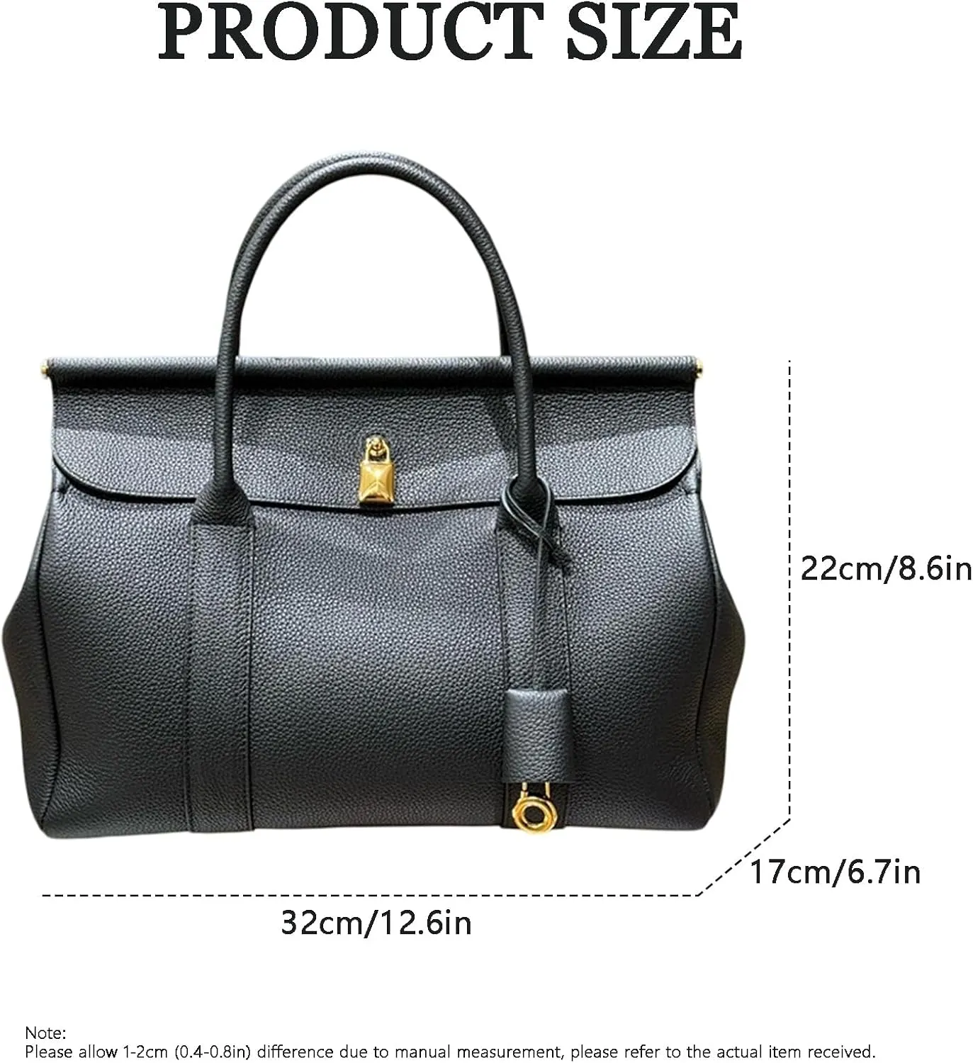 Genuine Leather Tote Bag for Women, Top Handle Handbag, Elegant Lychee Print Shoulder Bag, Fashion Vintage Satchels.