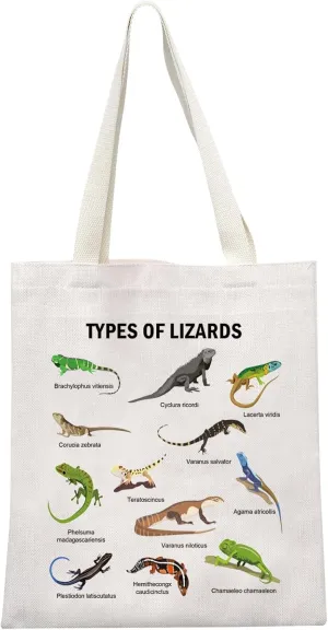 GJTIM Lizard Lover Gift Reptile Keeper gift Herpetology Herpetologist Gift Types of Lizards Lizard Reptiles Tote Bag (Types Of Lizards Tote)