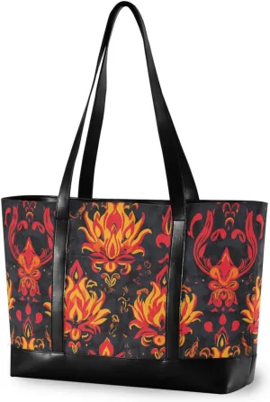 Indian Style Floral Red Pattern Waterproof work totes for women with zipper 14inch tote bag for Travel Gym Vacation with teacher bolsos secret para mujeres