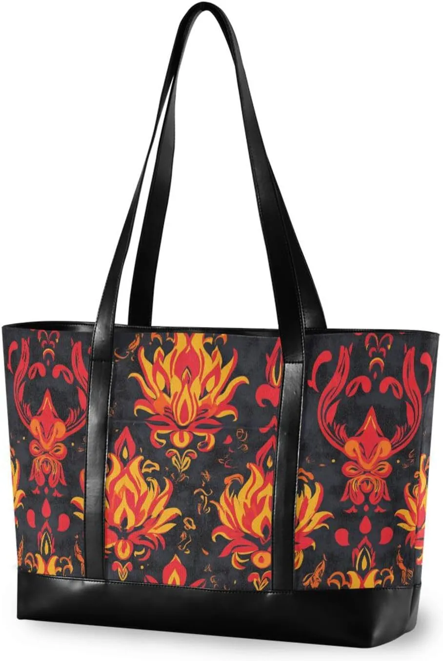Indian Style Floral Red Pattern Waterproof work totes for women with zipper 14inch tote bag for Travel Gym Vacation with teacher bolsos secret para mujeres