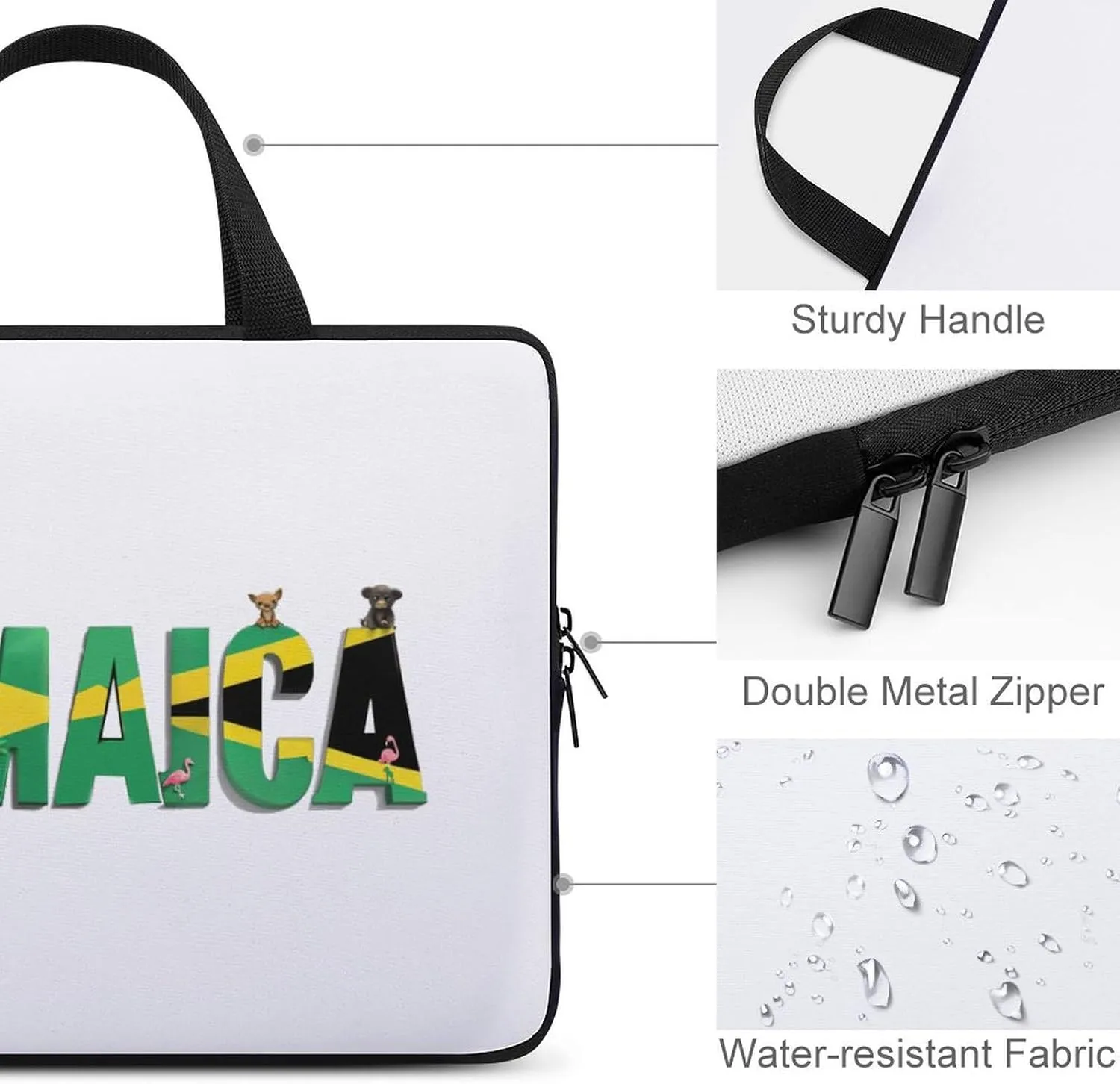 Jamaica Flags Laptop Sleeve Laptop Carrying Case Compatible Laptop Protective Bag with Handles