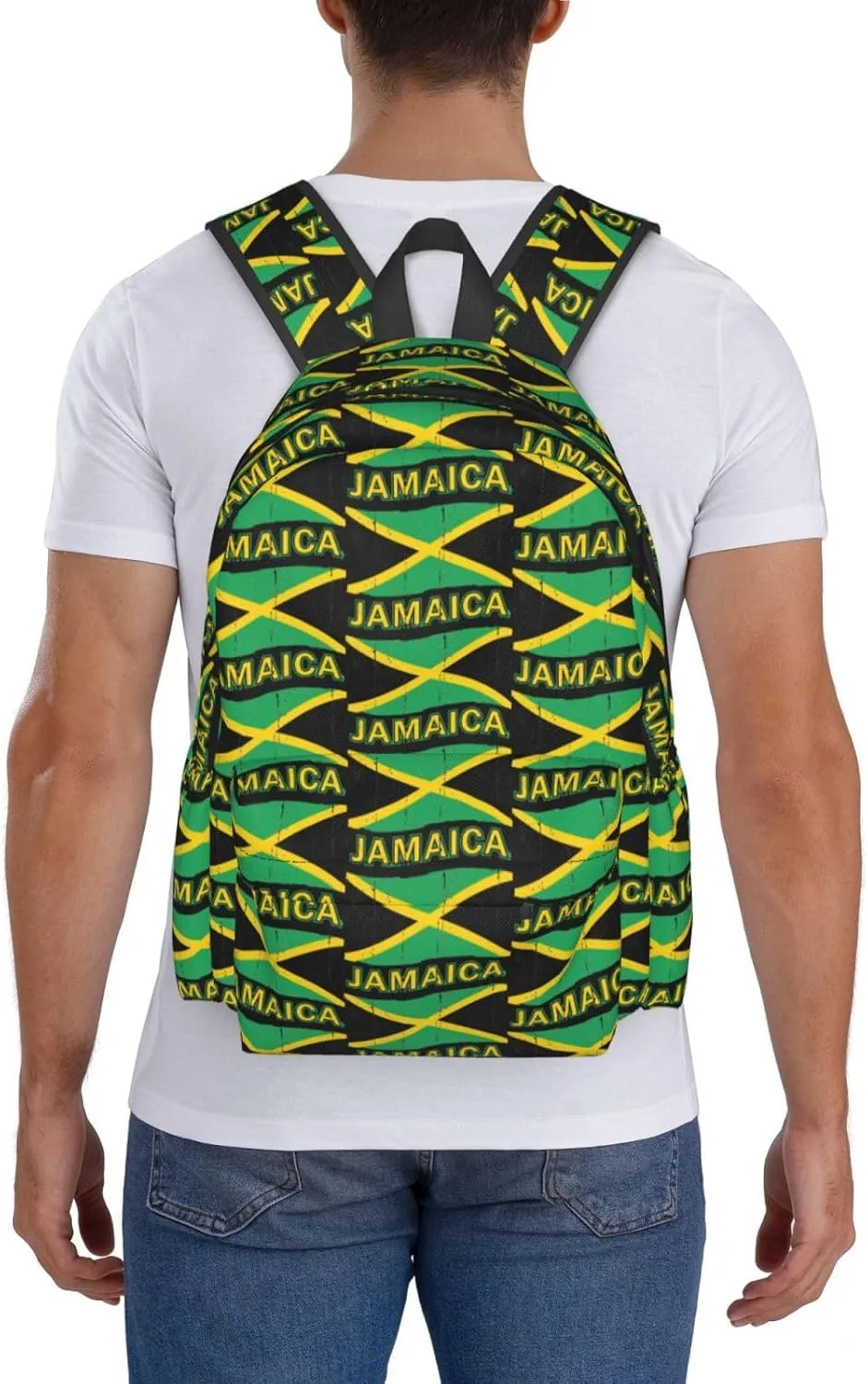 Jamaican Flag Laptop Backpack Shoulder Bag Laptop Pack Travel Backpacks Commuter Back Pack Casual Daypack Bags With Side Pockets