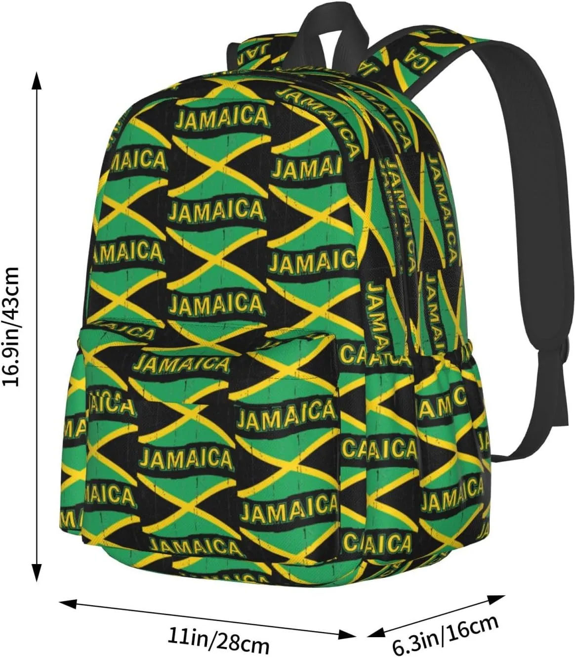 Jamaican Flag Laptop Backpack Shoulder Bag Laptop Pack Travel Backpacks Commuter Back Pack Casual Daypack Bags With Side Pockets