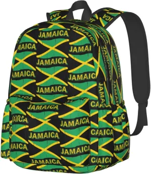 Jamaican Flag Laptop Backpack Shoulder Bag Laptop Pack Travel Backpacks Commuter Back Pack Casual Daypack Bags With Side Pockets