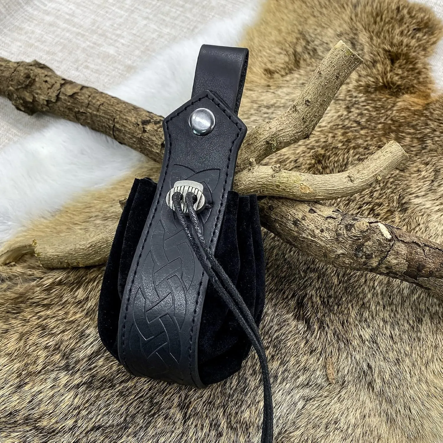 JAOYU Leather Belt Pouch Steampunk Hip Bag Leather Drawstring Pouch Medieval Coin Bag Renaissance Viking Belts Pouch for LARP Ren Faire Bags