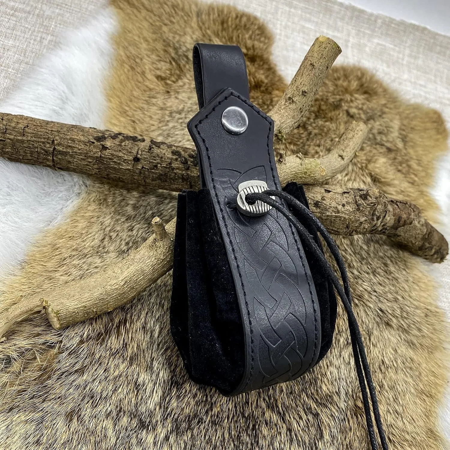 JAOYU Leather Belt Pouch Steampunk Hip Bag Leather Drawstring Pouch Medieval Coin Bag Renaissance Viking Belts Pouch for LARP Ren Faire Bags