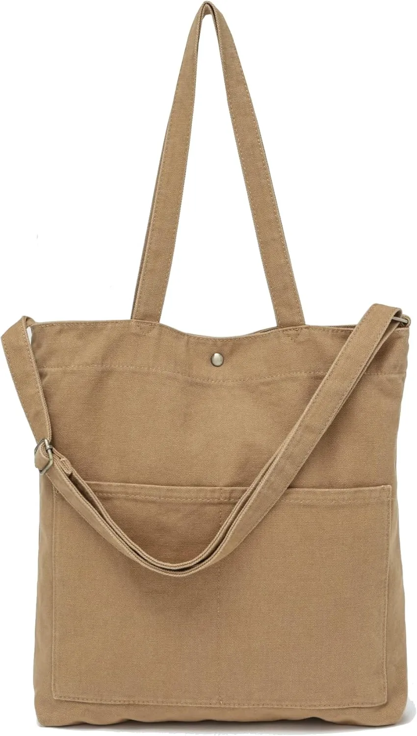 Jeelow Canvas Shoulder Tote Weekender Bag Handbag Purse Double Handles For Men Women