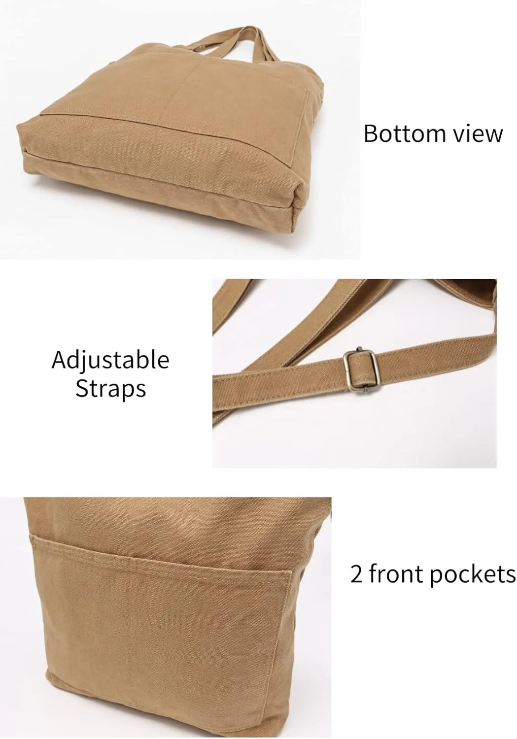 Jeelow Canvas Shoulder Tote Weekender Bag Handbag Purse Double Handles For Men Women