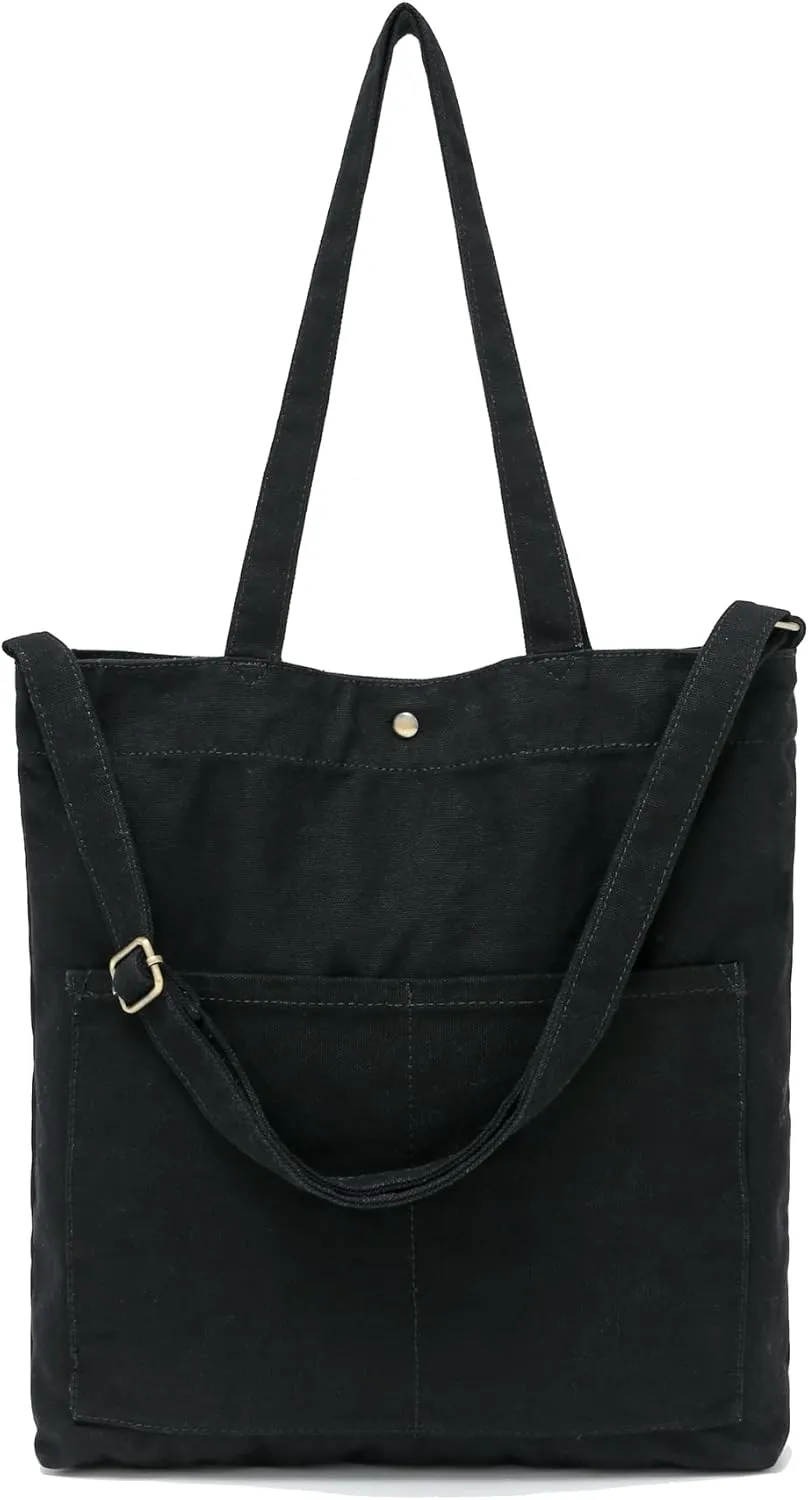 Jeelow Canvas Shoulder Tote Weekender Bag Handbag Purse Double Handles For Men Women