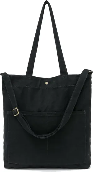 Jeelow Canvas Shoulder Tote Weekender Bag Handbag Purse Double Handles For Men Women