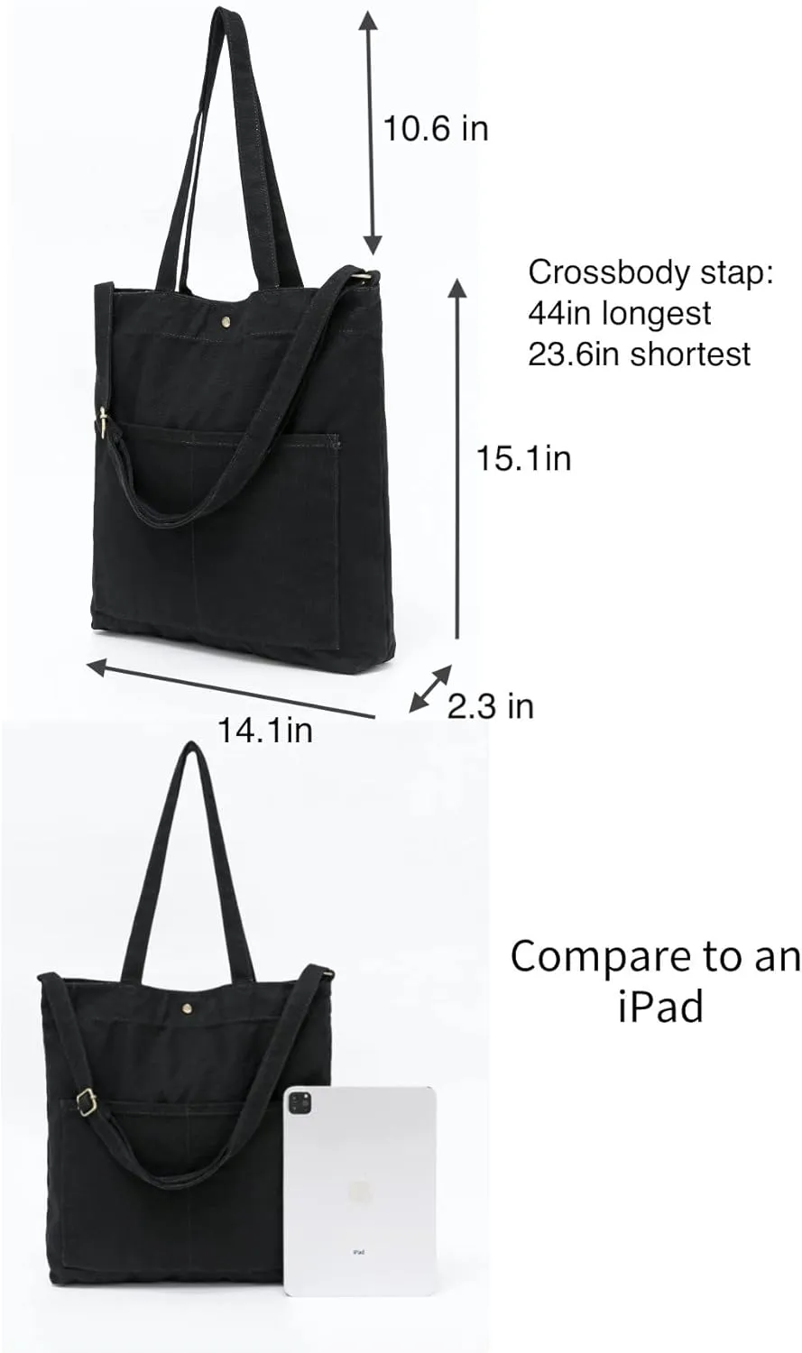 Jeelow Canvas Shoulder Tote Weekender Bag Handbag Purse Double Handles For Men Women