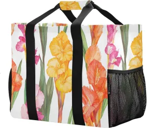 JUNZAN Colored Canna Utility Tote Bag For Women Foldable Large Beach Bag With Compartments Reusable Shopping Bags Canvas Car Totes