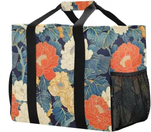 JUNZAN Colorful Water-lily Utility Bags And Totes Foldable Beach Tote Sandproof Shopping Bags Reusable with Handles Laundry Tote Bag