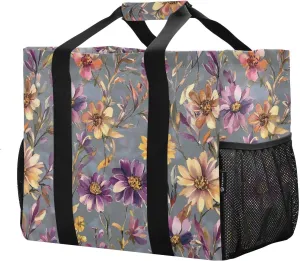 JUNZAN Spring Flowers Utility Totes Foldable Beach Tote Bag Waterproof Reusable Bags For Groceries with Handles Carrier Bags