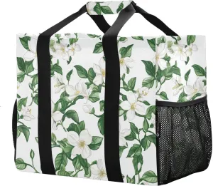 JUNZAN Tunisia Flowers Utility Bags And Totes Collapsable Large Beach Bag With Compartments Grocery Bags Reusable with Handles Laundry Bag Travel