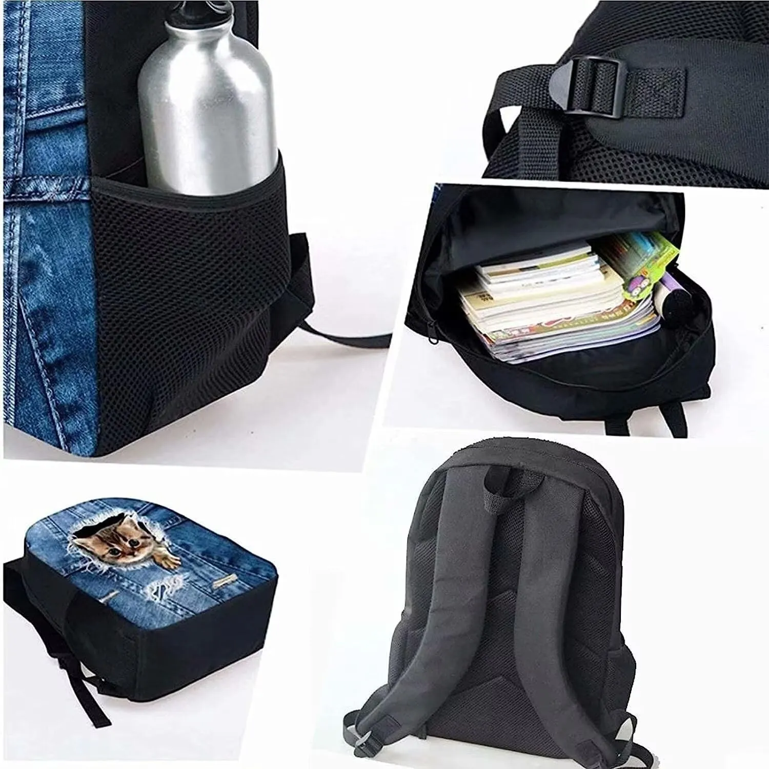 KEIAHUAN Boho Butterfly Print Backpack for School Girls Shoulder Schoolbags Lightweight Portable School Bookbags Laptop Backpack with Lunch Box Pencil Case