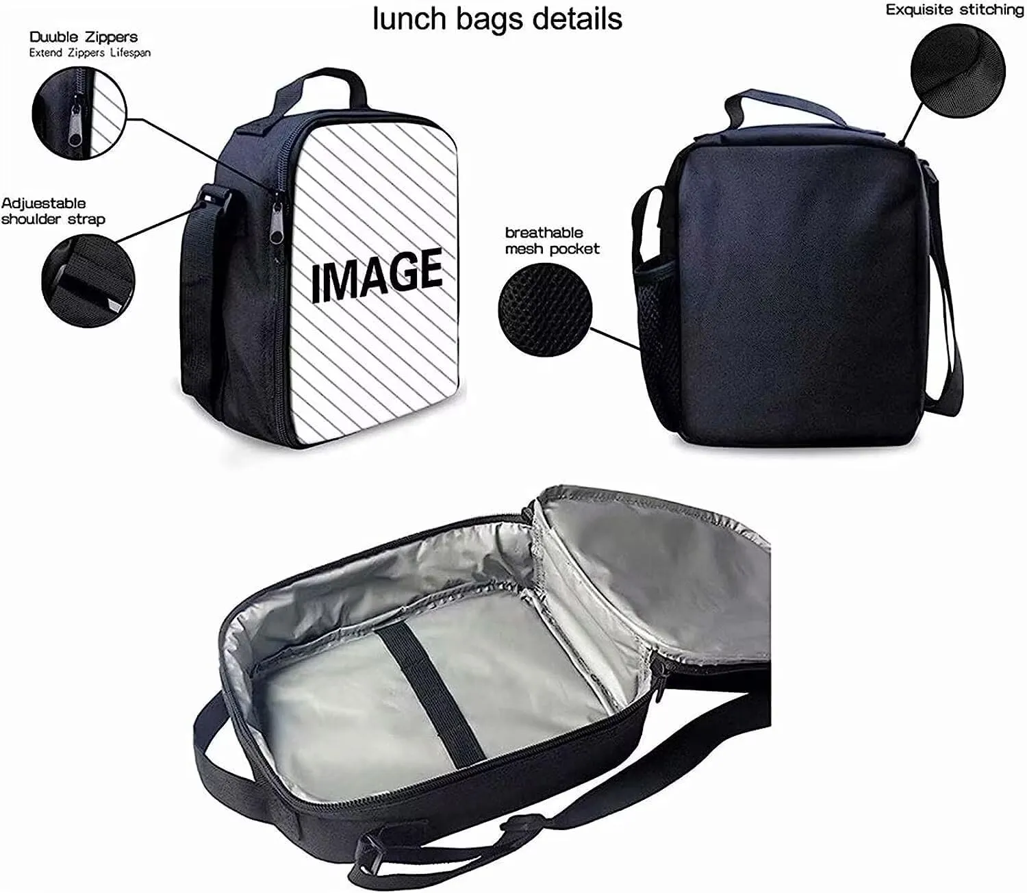 KEIAHUAN Boho Paw Print Backpack for School Boys Girls Large Capacity Schoolbag Shoulder Schoolbags with Insulated Lunch Box Pencil Case