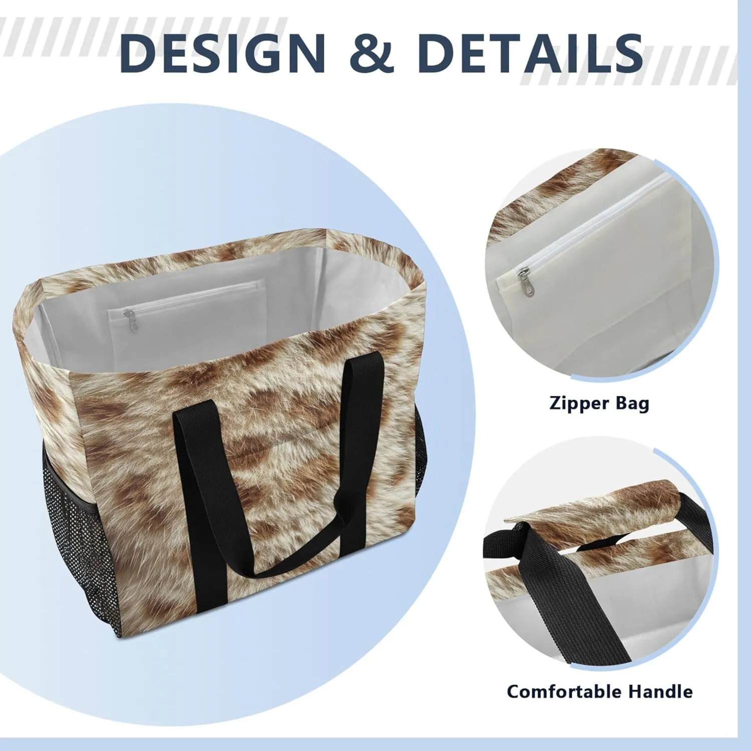 KLL Beach Bag with Handles Collapsable With Compartments Carry Tote