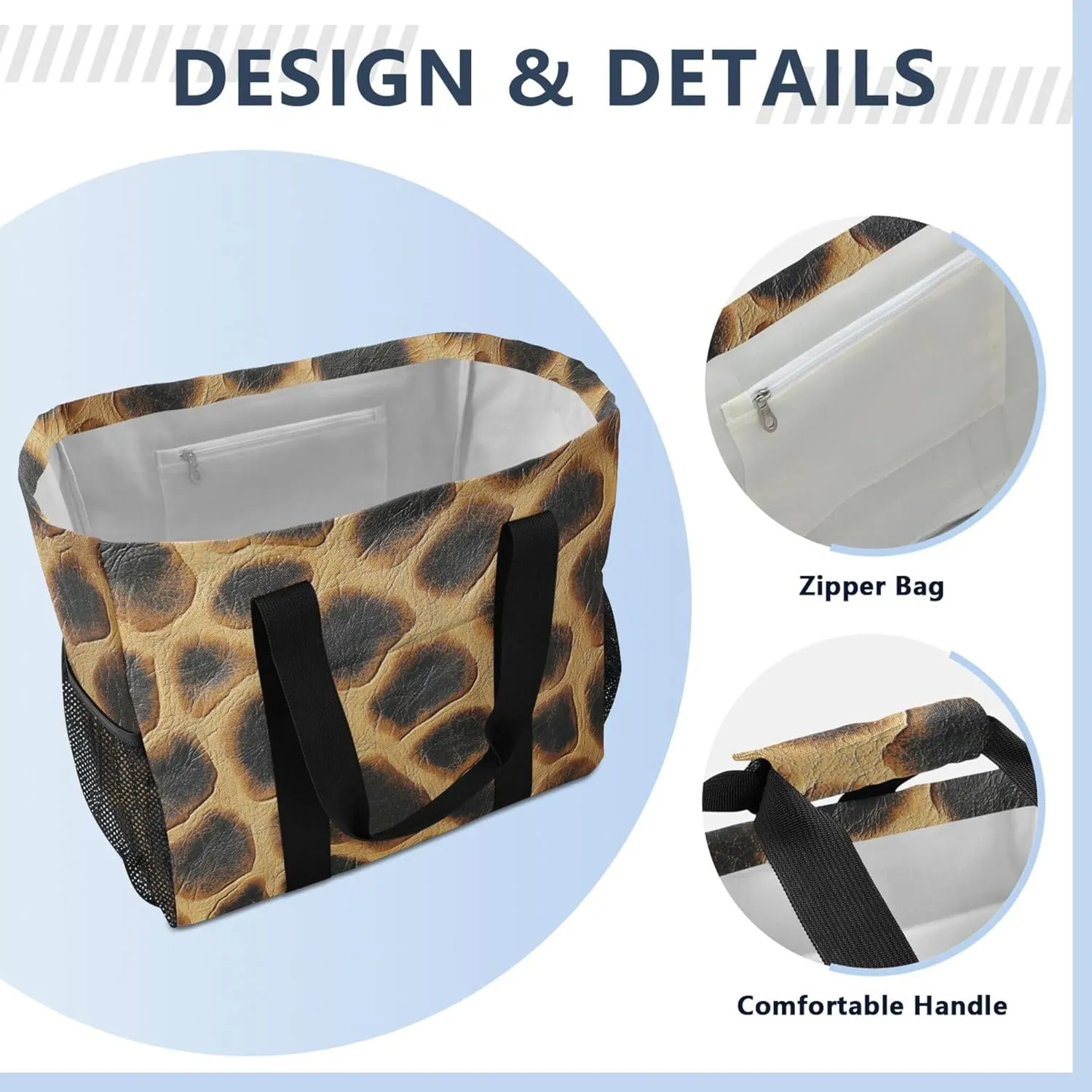 KLL Beach Bag with Handles Collapsable With Compartments Carry Tote