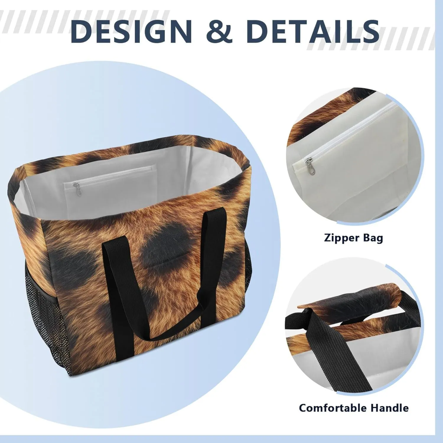 KLL Beach Bag with Handles Collapsable With Compartments Carry Tote
