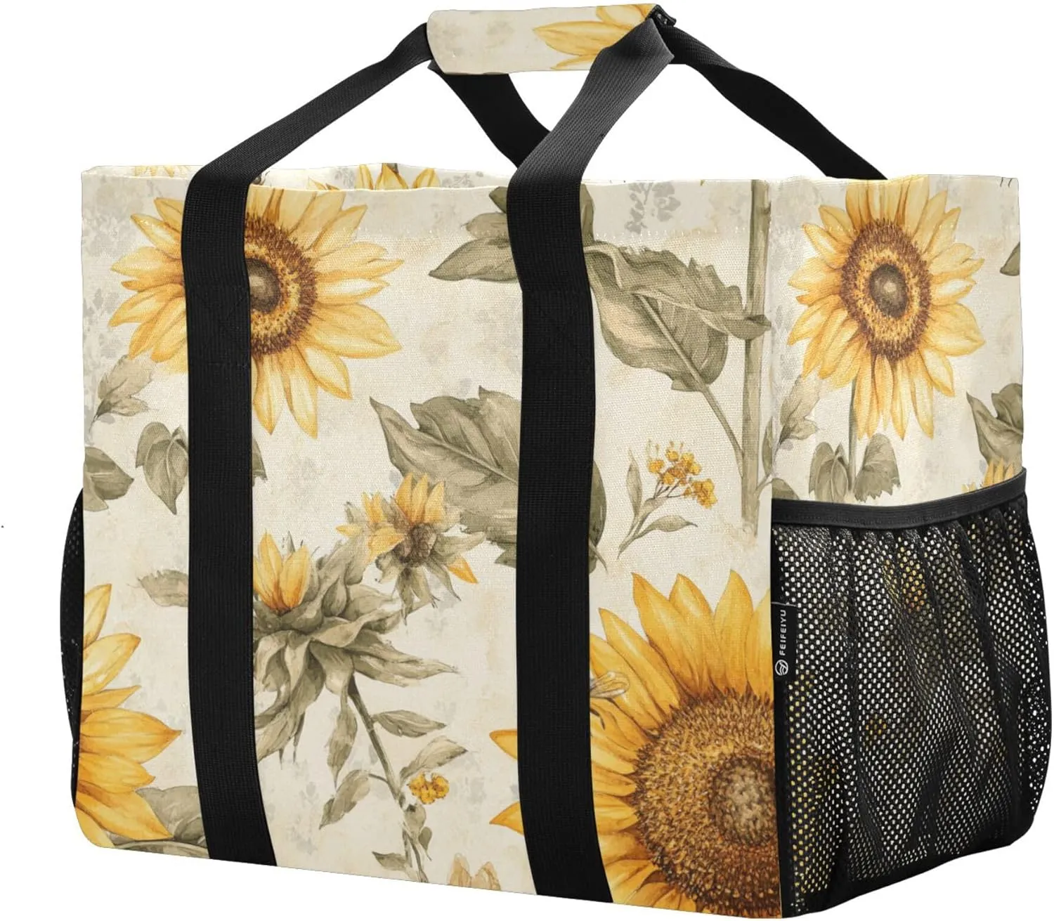KLL Beach Tote Bag with Handles Collapsable With Pockets Reusable Shopping Bag